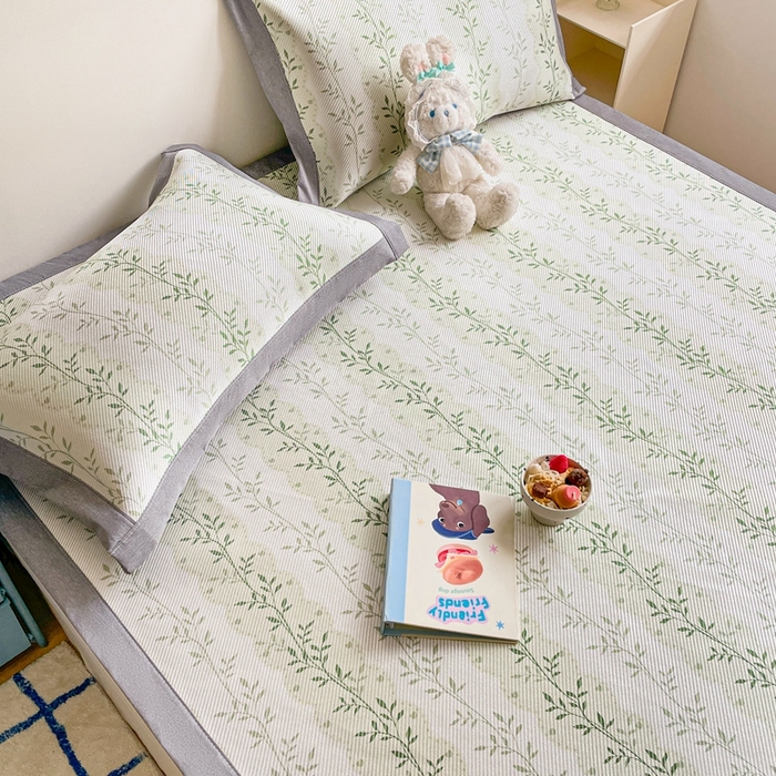 91家纺网 家纺一手货源 找家纺 川悦生活 2025新款数码印花冰藤席 青风小叶