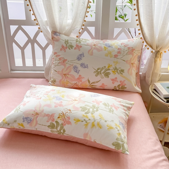 91家纺网 家纺一手货源 找家纺 宜家坊 2025早春新品全棉纯棉喷气13070小清新印花纯棉四件套-风格二 浮春绘