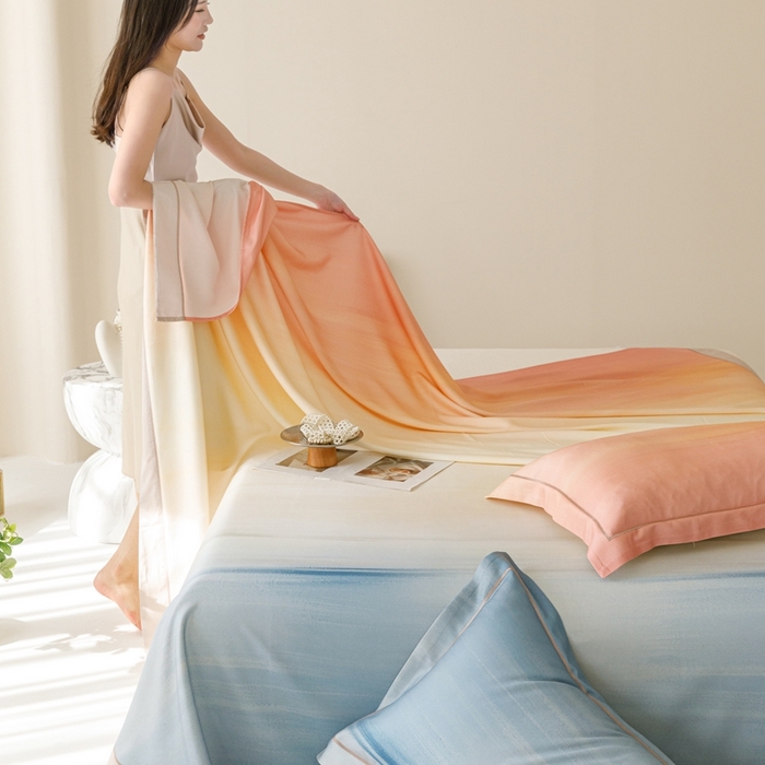 91家纺网 家纺一手货源 找家纺 舒慕 2025新款天丝竹纤维凉席三件套 极光-蓝