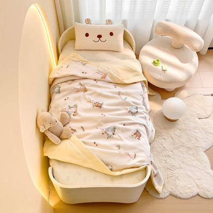 御棉坊 2025新款A类50天丝数码印花夏被子被芯 蘑菇小兔黄