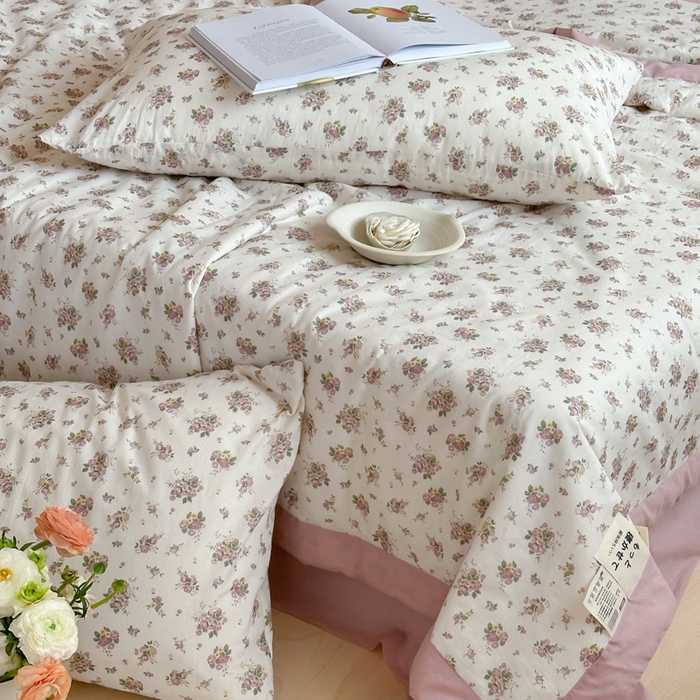 91家纺网 家纺一手货源 找家纺 大彩家居 2025新款全棉有氧水洗纱布夏被夏凉被 陌上花开