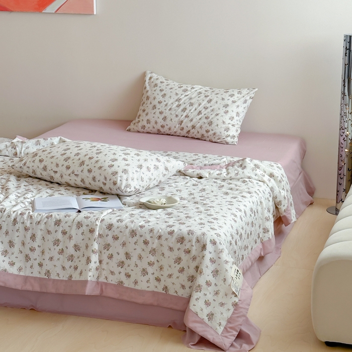 91家纺网 家纺一手货源 找家纺 大彩家居 2025新款全棉有氧水洗纱布夏被夏凉被 陌上花开