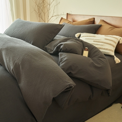 （总）2025新款纯棉水洗棉三层树纹提花四件套