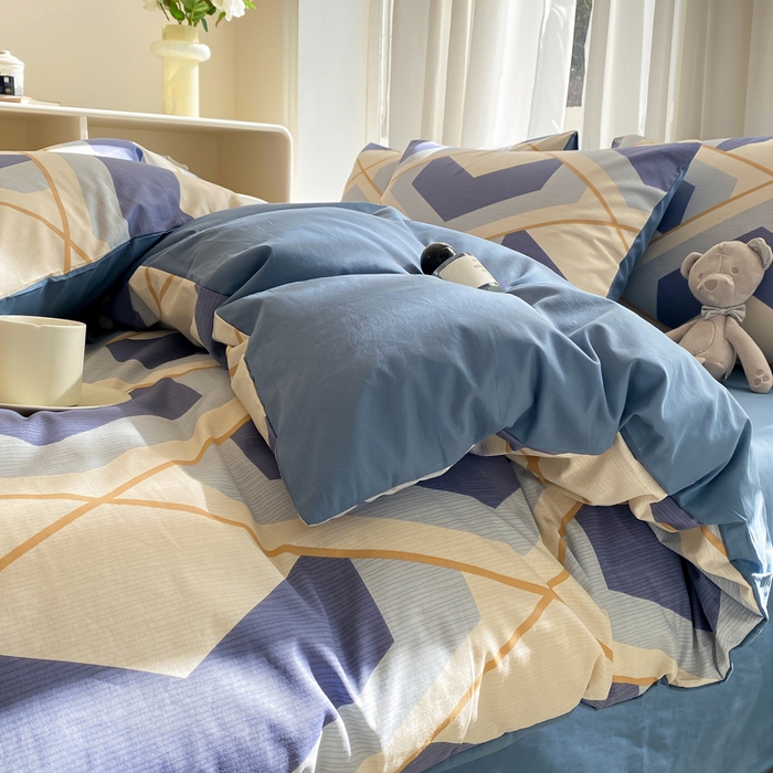 91家纺网 家纺一手货源 找家纺 宜家坊 2025早春新品全棉纯棉喷气13070小清新印花纯棉四件套-风格二 克洛伊