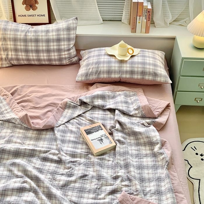 91家纺网 家纺一手货源 找家纺 水洗的故事 2025新款全棉色织水洗棉棉花夏被被子被芯 南风格