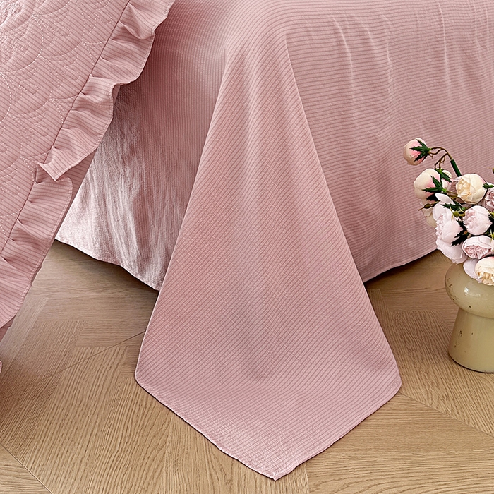 91家纺网 家纺一手货源 找家纺 兴美佳家纺 2025新款全加棉泡泡棉亲肤绗缝四件套-爱的家园 爱的家园-藕粉