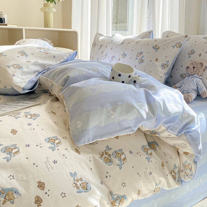 91家纺网 家纺一手货源 找家纺 （总）宜家坊 2025早春新品全棉纯棉喷气13070小清新印花纯棉四件套-风格二