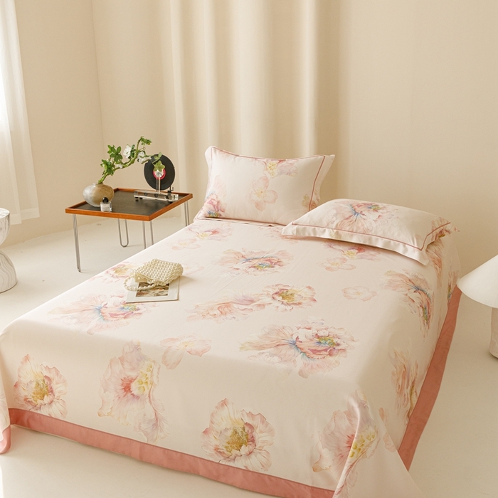 91家纺网 家纺一手货源 找家纺 舒慕 2025新款天丝竹纤维凉席三件套 花漾