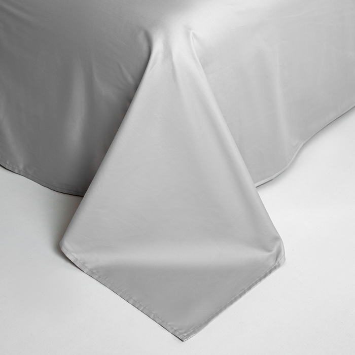 91家纺网 家纺一手货源 找家纺 憨豆家纺 2025新款全棉长绒棉四件套纯色贡缎纯棉被套床笠款三件套 冰川灰