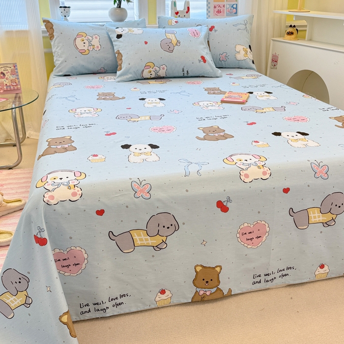 91家纺网 家纺一手货源 找家纺 吉象家纺 2025新款高支密全棉印花单品系列-单床单 音乐狗