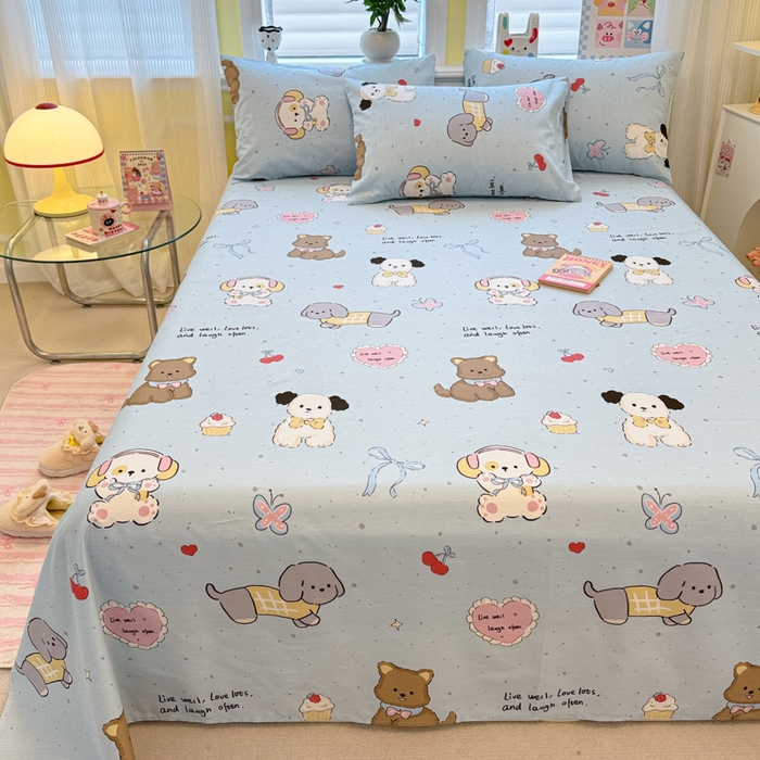 91家纺网 家纺一手货源 找家纺 吉象家纺 2025新款高支密全棉印花单品系列-单床单 音乐狗