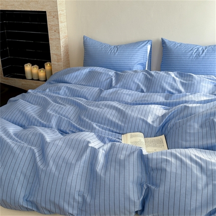 91家纺网 家纺一手货源 找家纺 （总）金丝鸟家纺 2025新款全棉斜纹印花条纹系列四件套及单品