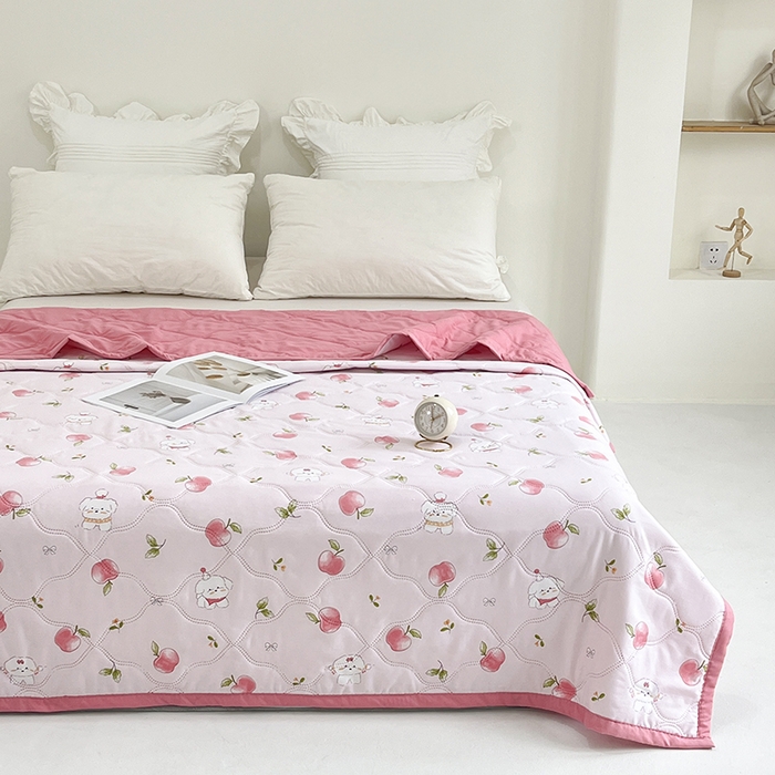 91家纺网 家纺一手货源 找家纺 诗雅纺织 2025新款超柔水洗棉夏凉被空调被 苹果狗狗