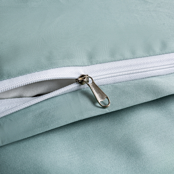 91家纺网 家纺一手货源 找家纺 憨豆家纺 2025新款全棉长绒棉四件套纯色贡缎纯棉被套床笠款三件套 薄荷绿