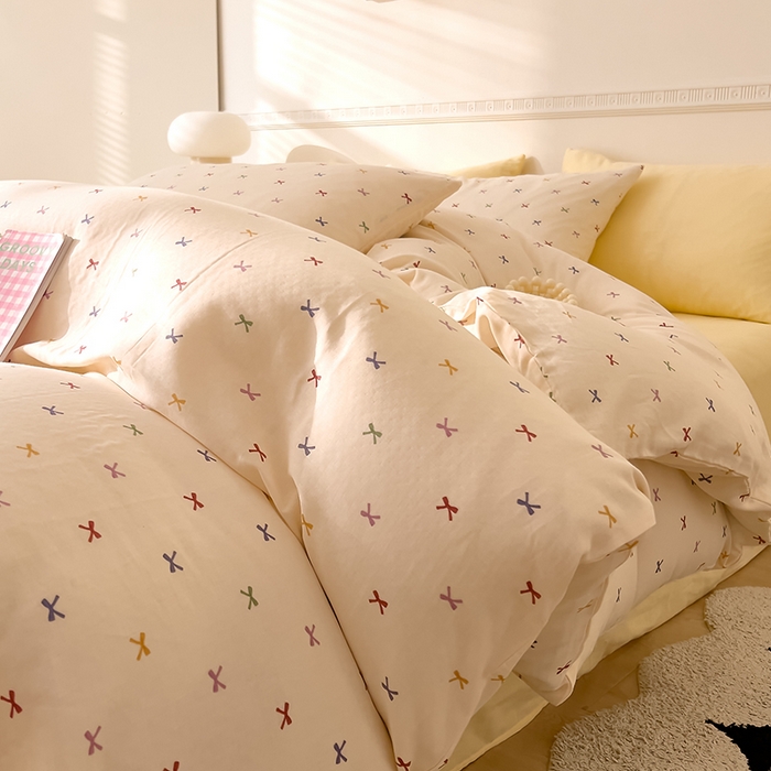 91家纺网 家纺一手货源 找家纺 DoDo 兜兜 2026新款全棉双层纱印花四件套（可定做尺寸） 彩蝶