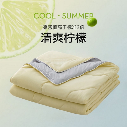 眠博士 2025新款170g凉感瓜瓜夏被空调被 清爽柠檬-黄拼灰