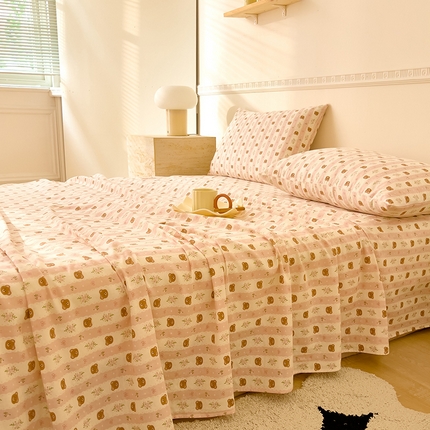 91家纺网 家纺一手货源 找家纺 （总）DoDo 兜兜 2025新款全棉双层纱印花单床单（可定做尺寸）