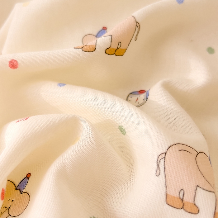 91家纺网 家纺一手货源 找家纺 DoDo 兜兜 2026新款全棉双层纱印花单床单（可定做尺寸） 可爱小象