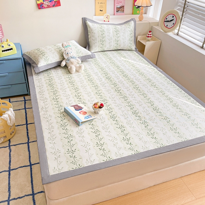 91家纺网 家纺一手货源 找家纺 川悦生活 2025新款数码印花冰藤席 青风小叶