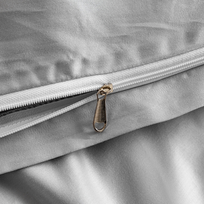 91家纺网 家纺一手货源 找家纺 憨豆家纺 2025新款全棉长绒棉四件套纯色贡缎纯棉被套床笠款三件套 冰川灰