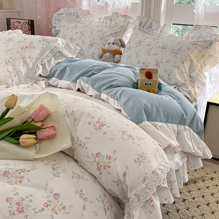 91家纺网 家纺一手货源 找家纺 喜梦缘家纺 2025A类公主风云柔棉工艺款四件套 淡彩花语