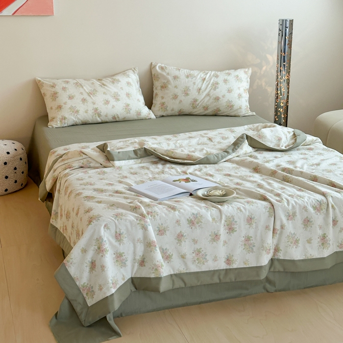 91家纺网 家纺一手货源 找家纺 大彩家居 2025新款全棉有氧水洗纱布夏被夏凉被 花溪