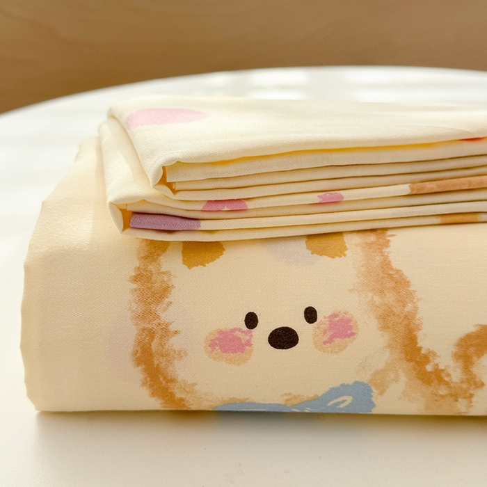 91家纺网 家纺一手货源 找家纺 吉象家纺 2025新款高支密全棉印花单品系列-单床单 假日小狗