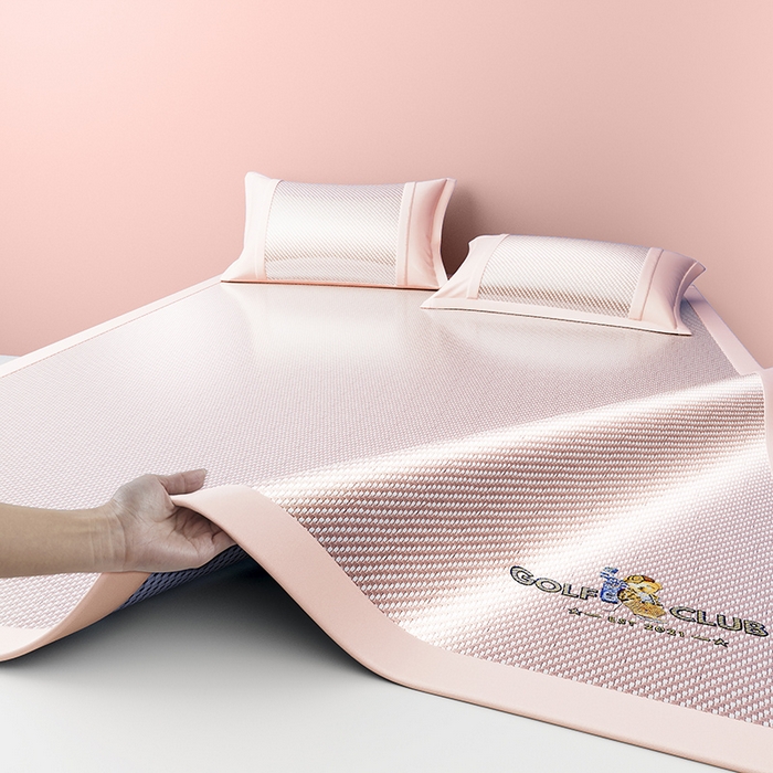 91家纺网 家纺一手货源 找家纺 阿牛席业 2025新款凉感PE冰藤凉席系列-纯逸 纯逸-粉（条席）