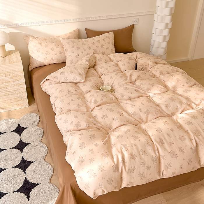 91家纺网 家纺一手货源 找家纺 DoDo 兜兜 2025新款全棉双层纱印花四件套（可定做尺寸） 慕白