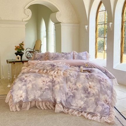 一比一家纺 2025新款棉代尔法式四件套 迷迭香