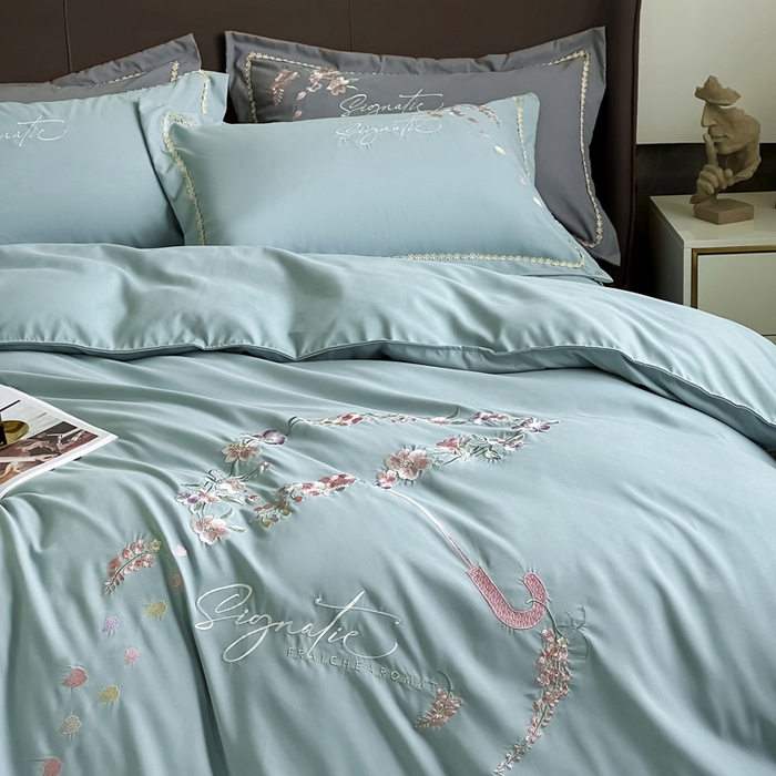 91家纺网 家纺一手货源 找家纺 （总）梵克保罗 2025新款直播热卖长绒棉刺绣花边四件套-莉薇系列