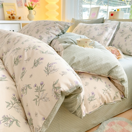 91家纺网 家纺一手货源 找家纺 (总) 清雅福 2025春夏新品全棉13372印花系列四件套