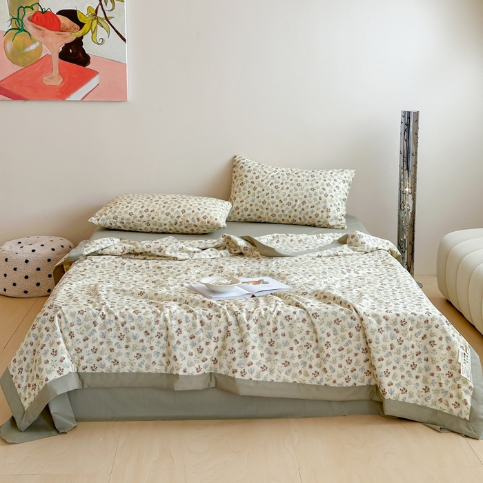 91家纺网 家纺一手货源 找家纺 大彩家居 2025新款全棉有氧水洗纱布夏被夏凉被 小碎花