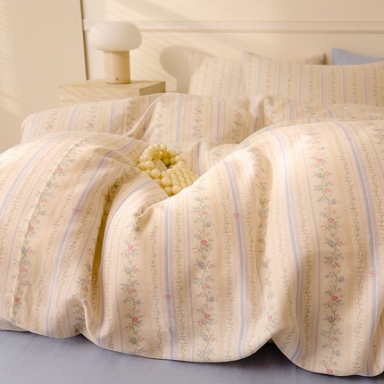 91家纺网 家纺一手货源 找家纺 （总）DoDo 兜兜 2025新款全棉双层纱印花单被套（可定做尺寸）