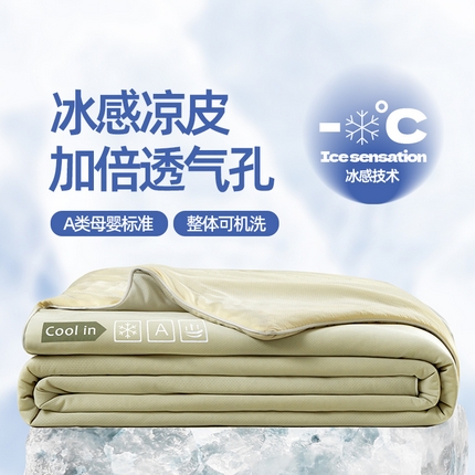 桃子家居 2025新款A类高品质冰冰凉雪花冰感凉皮双面加倍透气孔氨纶凉感夏被 冰感凉皮-抹茶芒果（加倍透气）