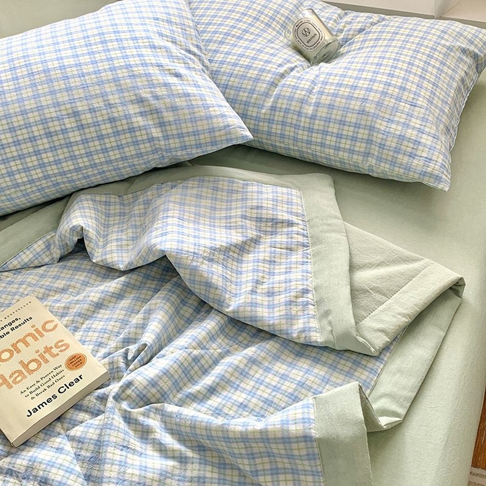 91家纺网 家纺一手货源 找家纺 水洗的故事 2025新款全棉色织水洗棉夏被&四件套 青果格