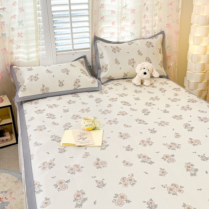 91家纺网 家纺一手货源 找家纺 川悦生活 2025新款数码印花冰藤席 桥边小花