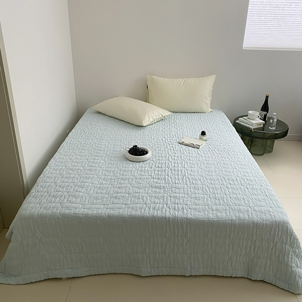 麻依2025新款全棉韩国纱布夏被子被芯 萌萌熊-水蓝