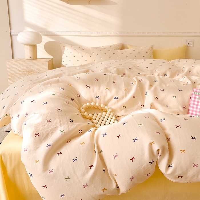 91家纺网 家纺一手货源 找家纺 DoDo 兜兜 2026新款全棉双层纱印花四件套（可定做尺寸） 彩蝶