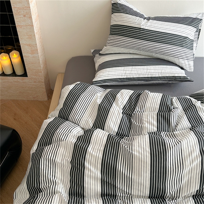 91家纺网 家纺一手货源 找家纺 金丝鸟家纺 2025新款全棉斜纹印花条纹系列四件套及单品 数往