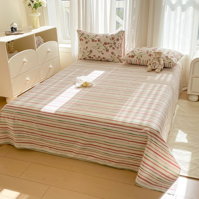 91家纺网 家纺一手货源 找家纺 宜家坊 2025早春新品全棉纯棉喷气13070小清新印花纯棉四件套-风格二 邂逅