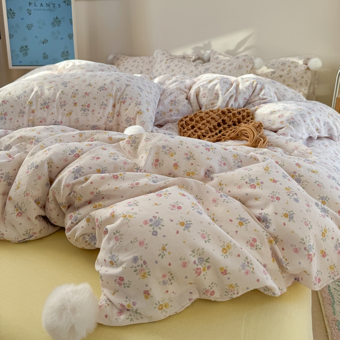 91家纺网 家纺一手货源 找家纺 金爱家 2025新款亲肤舒适纯棉双层纱四件套 双层纱-花韵