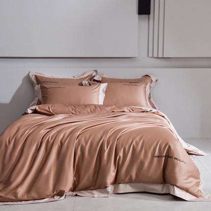 91家纺网 家纺一手货源 找家纺 （总）米奈家居 2025新款贴边拼角100支新疆长绒棉四件套-诺拉