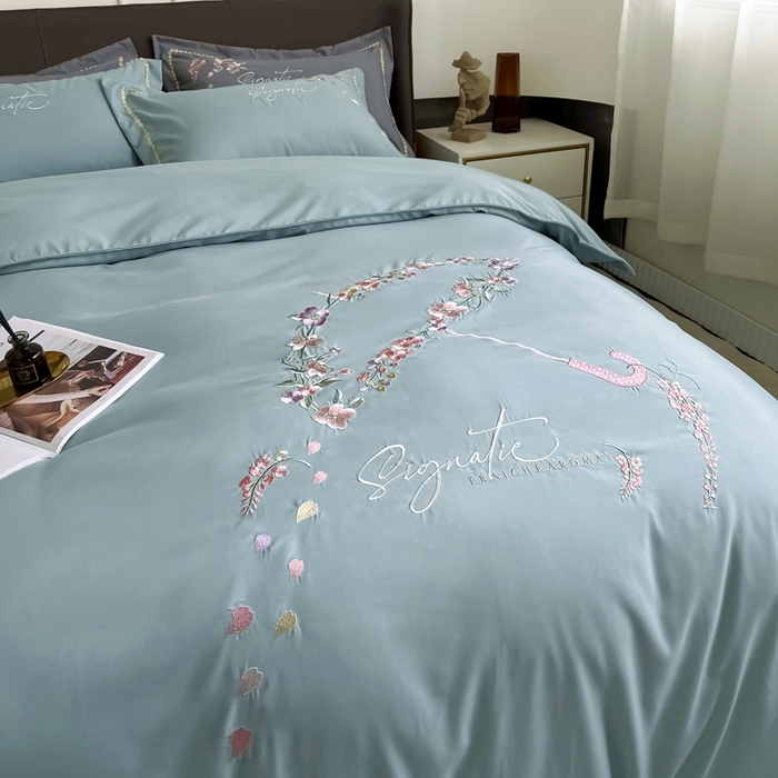 91家纺网 家纺一手货源 找家纺 （总）梵克保罗 2025新款直播热卖长绒棉刺绣花边四件套-莉薇系列