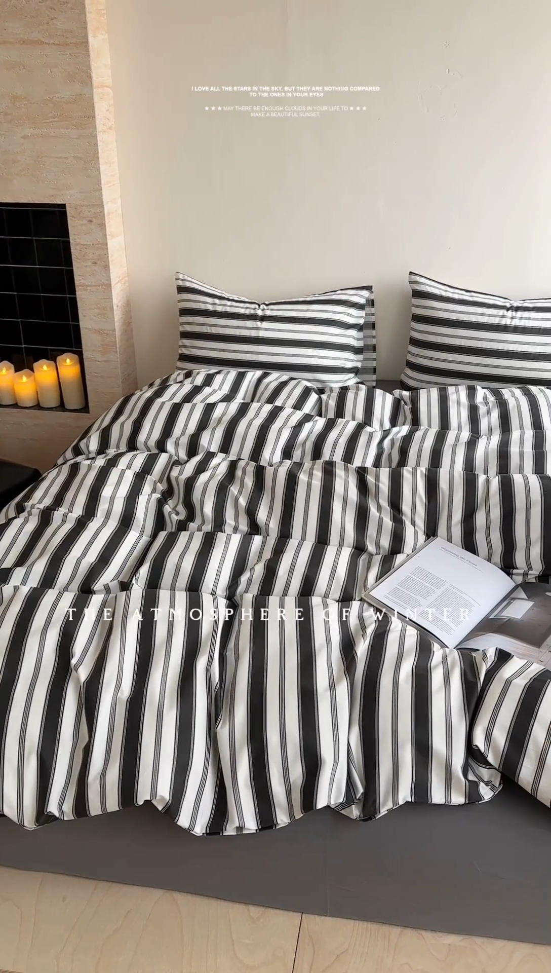 91家纺网 家纺一手货源 找家纺 金丝鸟家纺 2025新款全棉斜纹印花条纹系列四件套及单品 往昔