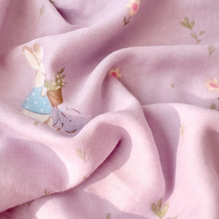 91家纺网 家纺一手货源 找家纺 DoDo 兜兜 2026新款全棉双层纱印花单被套（可定做尺寸） 甜心小兔