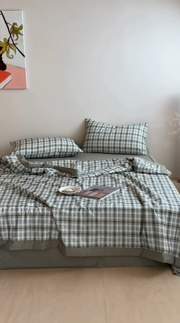 91家纺网 家纺一手货源 找家纺 大彩家居 2025新款全棉有氧水洗纱布夏被夏凉被 格调