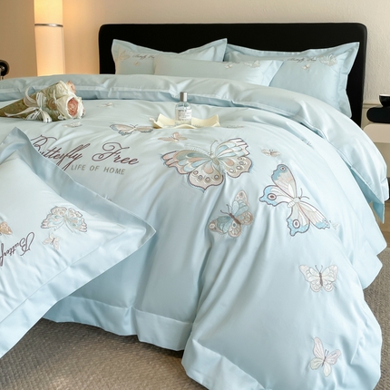 91家纺网 家纺一手货源 找家纺 （总）女子家纺 2025新款亲肤舒适轻奢简约四件套--蝶恋飞