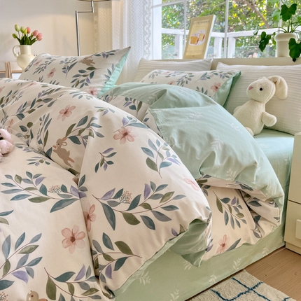 91家纺网 家纺一手货源 找家纺 (总) 清雅福 2025春夏新品全棉13372印花系列四件套