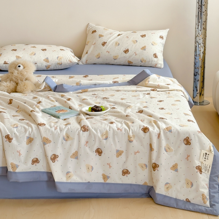 91家纺网 家纺一手货源 找家纺 大彩家居 2025新款全棉有氧水洗纱布夏被夏凉被 圣诞小熊